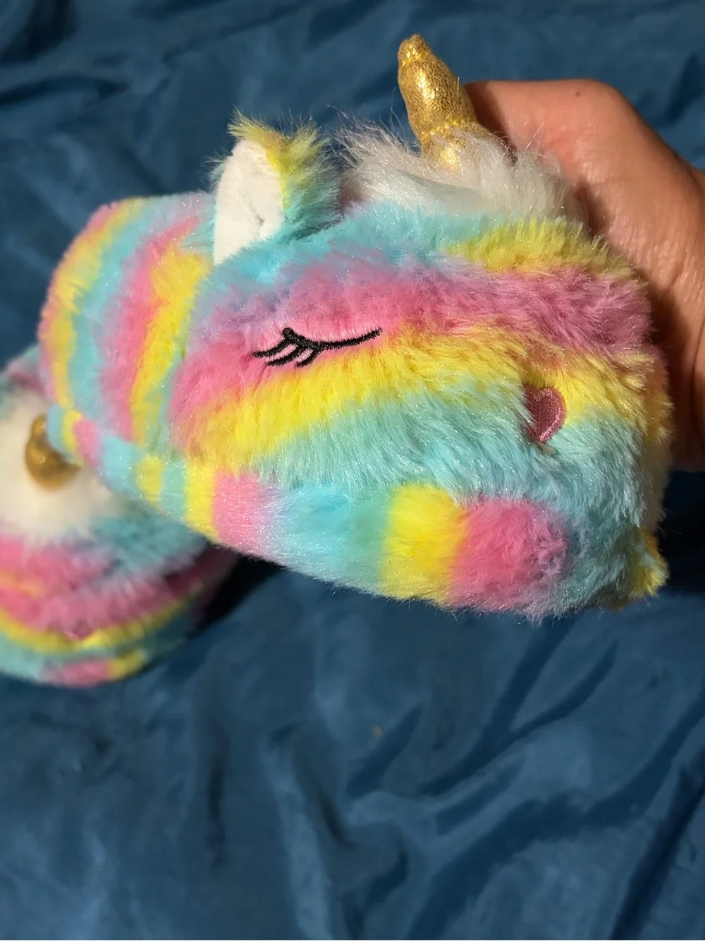Rainbow Pastel Unicorn Plush Slippers by Wonder Nation